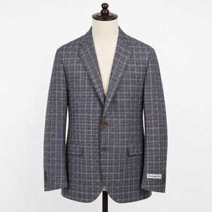 NEW FLAW Peter Millar SB Flynn Blazer Mens 44R Blue Brown Plaid Wool Sport Coat